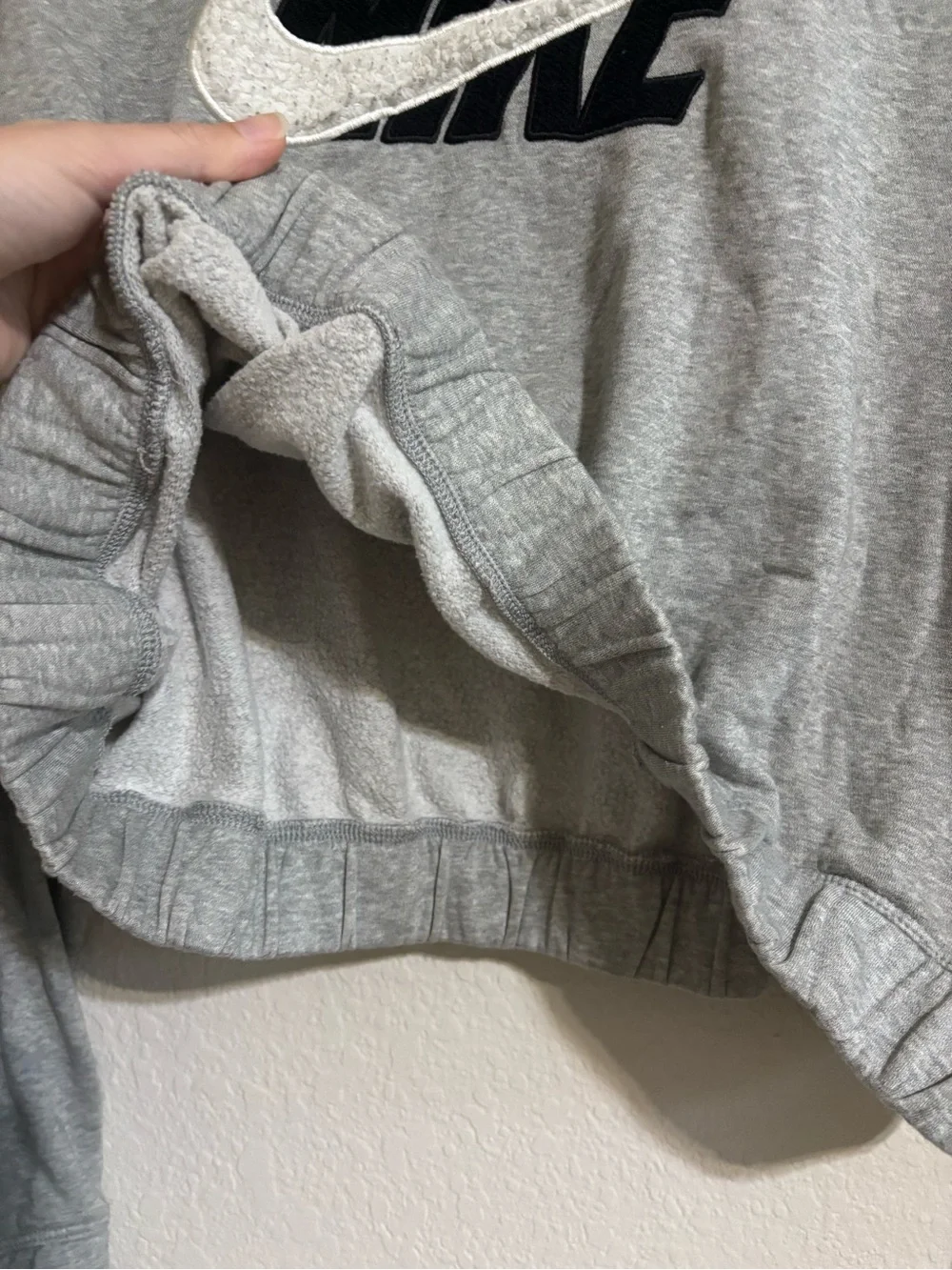 Nike Gray Cropped Crewneck Sweatshirt with White Swoosh